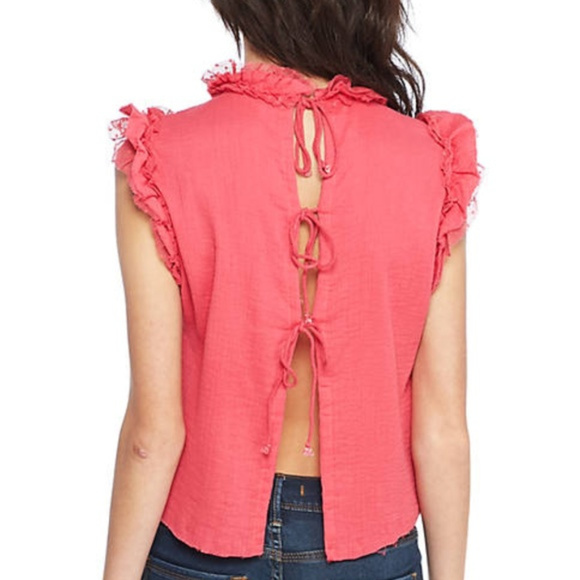 Free People Simply Smiles Crochet Top (Red) NWT - Picture 5 of 6